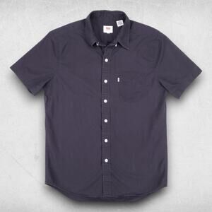 Levis Button Up Shirt Men S Black Short Sleeve Casual Streetwear Minimalist